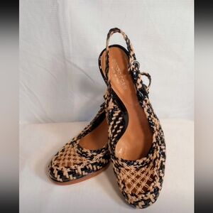 NWOB Sergio Rossi Woven Leather Slingback Heels Sz 38